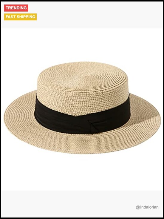 Straw Wide Brim Boater Sun Hat Foldable Packable Beach Summer